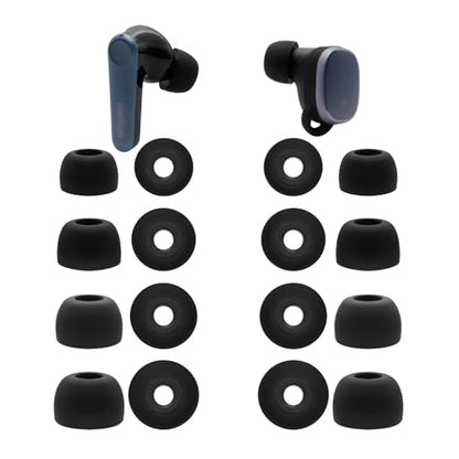 Klowcok Replacement Ear Tips for EarFun Air Pro 4 / Air Pro 3 / Free 2S | Silicone Earbuds Tips Compatible with EarFun Free Pro 2 / Free Pro 3, 8 Pairs (XS/S/M/L) Black