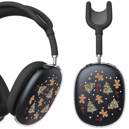 for AirPods Max 2/1 Headphones Cute Christmas Tree Ear Covers | Gingerbread Man Clear Ear Cups Cover | Black Silicone Ear Pad Case Headband Cover for Apple AirPods Max 2/1 (2026/2024/2020) - color: Gingerbread Man C/Black