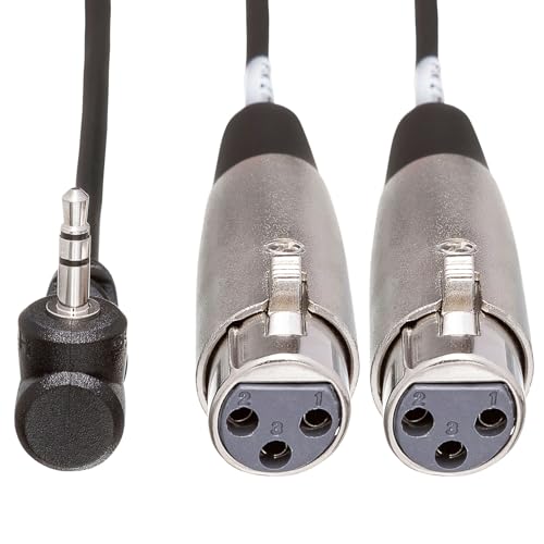 Hosa CYX-402F Microphone Cable - Dual XLR3 Female to Right-angle 3.5mm TRS Male - 2 foot