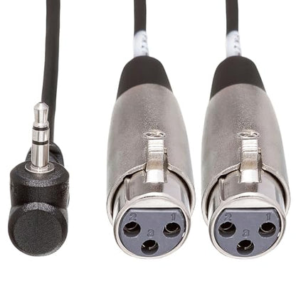Hosa CYX-402F Microphone Cable - Dual XLR3 Female to Right-angle 3.5mm TRS Male - 2 foot
