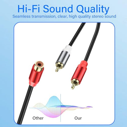 RCA Subwoofer Cable - 0.98FT (2PCS) Y Splitter Stereo Audio Cable Gold-Plated Plug RCA Audio Subwoofer Adapter Cord for Hi-Fi System TV Amplifier Home Theater - style: 1 RCA Female to 2 RCA Male