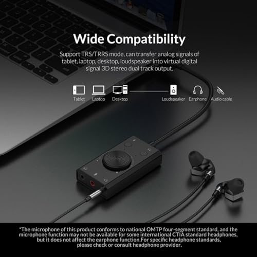 External USB Sound Card, Stereo Mic Speaker Headset Audio Adapter with Mute Volume Switch Adjustment
