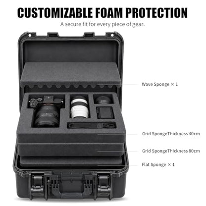 GORPANIX 18.5 x 14 x 7.7 Inch Hard Case with Customizable Foam, Hard Shell Protective Case for Mics, Heavy Duty IP67 Waterproof Gear for Microphone, Camera, Equipment, Electronics, Drone, Tools, etc - size: 18 inch Pluck Foam