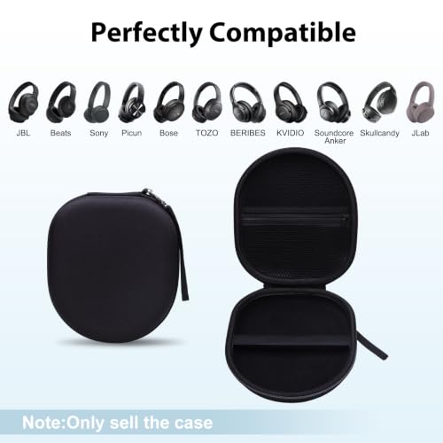 Headphone Headset Case Compatible with TALIX H30/JBL/JLAB/Sony/Soundcore by Anker/BERIBES/KVIDIO Wireless On-Ear Headphones, Black - color: Black
