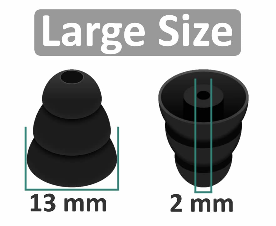 Large Size 6 Pairs Triple Flange Compatible with Shure SE215 Pro Ear Tips, Noise Reduce with 2mm Connector Hole Eartips Earbuds Compatible with Etymotic Research/Klipsch/Westone - L Black
