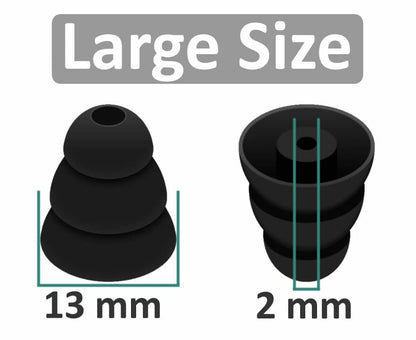 Large Size 6 Pairs Triple Flange Compatible with Shure SE215 Pro Ear Tips, Noise Reduce with 2mm Connector Hole Eartips Earbuds Compatible with Etymotic Research/Klipsch/Westone - L Black