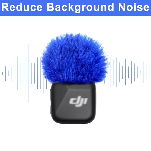 Microphone Windscreen for DJI MIC MINI (2024) Wireless Microphone Furry Wind Muff Accessories (2 Packs-Blue) - color: blue-2pcs
