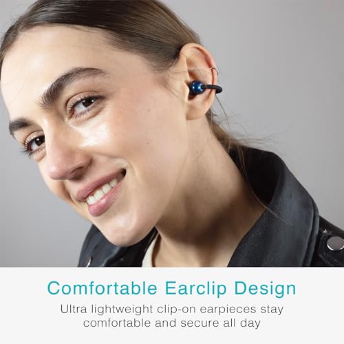 MEE audio Pebbles Air Open Ear True Wireless Earbuds - Bluetooth 5.3 Lightweight Earclip Headphones with Headset Microphone & Call Noise Reduction for Gym/Workouts/Sports and Gaming (Sapphire/Blue) | Bluetooth 5.3, Lightweight Earclip Headphones, Headset