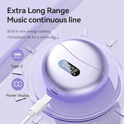 Open Ear Clip Headphones Wireless Earbuds Bluetooth 5.4 Sports Earphones Wireless Charging Case & LED Power Display Waterproof Fitness Headphones for Running (Yellow) - color: Yellow