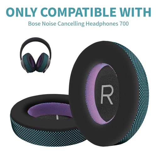 Upgraded Replacement Ear Pads for Bose 700 Noise Cancelling (NC700) - Cooling Gel Replacement Ear Pads, Ice Silk Fabric Memory Foam, Added Thickness, Extra Durable Ear Cushions–Black/Blue - color: Black/Blue