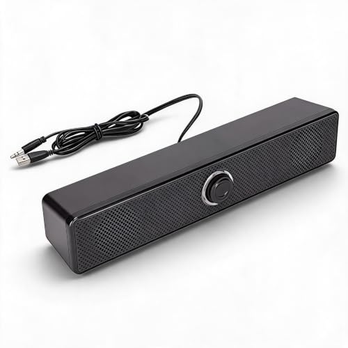 Wired Computer Speaker with Volume Control, USB Powered | Slim Soundbar for Desktop PC, Laptop, Monitor, 3.5mm Audio Input, Plug and Play