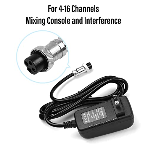 4-Pin Power Supply Adapter for F4/F7/CT4-16 Audio Mixers | for 4/6/8/12/16 Channels Professional Sound Mixing Console with 15VDC for 4-Hole Connector for Home Karaoke and PA System