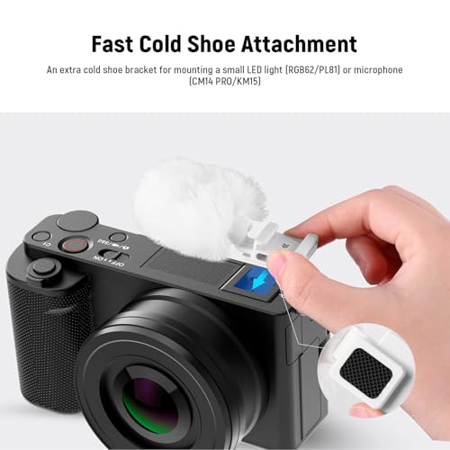 Neewer Cold Shoe Wind Muff for ZV Series Vlog Cameras, Microphone Furry Windscreen with Cold Shoe Mount Adapter Accessory Compatible with Sony ZV-1F ZV-E10 ZV-1 ZV-E1 ZV-1 II, CA133 White - style: CA133 White