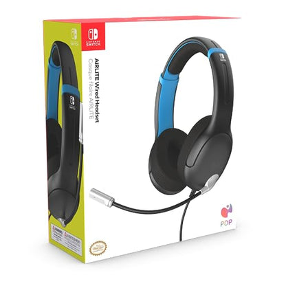 PDP Gaming AIRLITE Stereo Headset with Mic for Nintendo Switch/Lite/OLED - Wired Power Noise Cancelling Microphone, Lightweight, Soft Comfort On Ear Headphones (Moonlight Black/Blue) - color: Black and Blue