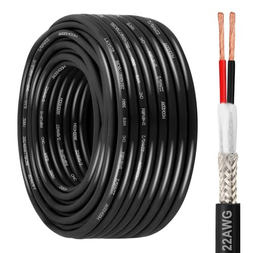 MOOKEERF 22/2 Shielded Wire 100FT,22AWG 2 Conductor Shielded Cable Stranded Pure Copper CNC Wire for CNC Router Machine,CNC VFD Spindle,3D Printer,Stepper Motor,Transformer,etc. - size: 100FT, style: 22AWG(2 Conductor)