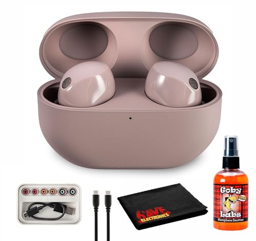 Sony WF-1000XM5 True Wireless Noise Canceling Earbuds (Pink) Hi-Res Audio, Bluetooth 5.3, Adaptive ANC, Built-in Microphone with Goby Labs Cleaner and Microfiber Cloth Bundle - color: Pink