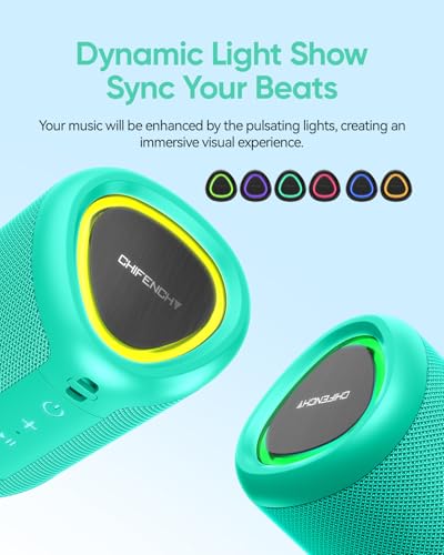 Portable Bluetooth Speaker Beach Essentials: Powerful Crystal Clear Sound/Dynamic Light/IPX5 Waterproof/All Day Playtime/Wireless BT 5.3/TWS Paring, Dad Gifts, Outdoor|Travel|Camping|Pool Accessories | Powerful HD Sound,Dynamic Light,All Day Playtime,Wire