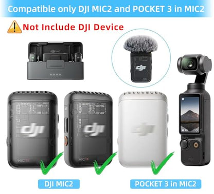 4 Packs Microphone Windscreen Compatible with DJI MIC 2/ OSMO POCKET 3, Microphone Furry Wind Muff (Not for DJI Mic 1) -Grey - color: gray-4 pcs