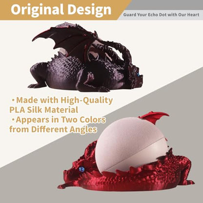 Fly Dragon Holder for Echo Dot 4th/5th Gen, 3D Printed Echo Dot Cover, 5 Color Eye Sets, Originally Designed Echo Dot Stand, Unique Echo Dot Case (Black Red) - color: Black Red