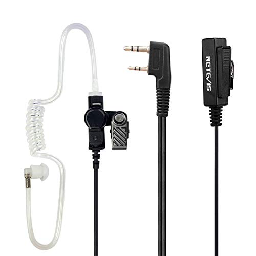 Retevis Walkie Talkie Earpiece with Mic, for Retevis RT22/RT21/H777/RT68 | Acoustic Tube, 2 Pin, Compatible with Pxton, Baofeng, Kenwood Walkie Talkies, Two Way Radio Headset with Big PTT Clip(1 Pack)