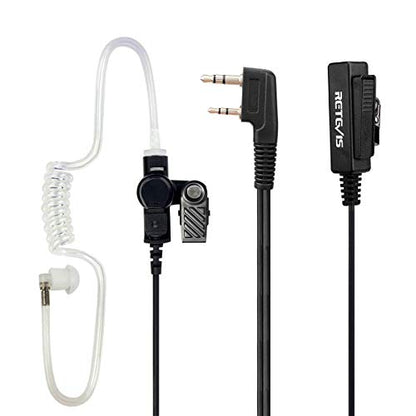 Retevis Walkie Talkie Earpiece with Mic, for Retevis RT22/RT21/H777/RT68 | Acoustic Tube, 2 Pin, Compatible with Pxton, Baofeng, Kenwood Walkie Talkies, Two Way Radio Headset with Big PTT Clip(1 Pack)