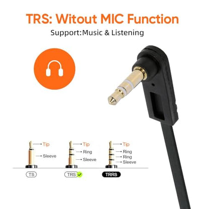 AUX 3.5mm 3 Poles Audio Stereo Cable Ultra Slim Flat Extension Speaker Male to Male 90 Degree Right Angled 15cm - style: 3 Poles male to female