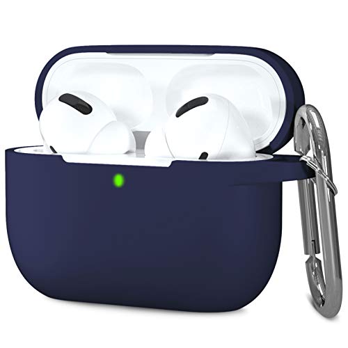 Hamile Compatible with AirPods Pro Case Protective Silicone Airpod Case Shockproof Cover Skin for Apple Airpod Pro 2019 Charging Case, with Keychain, Navy Blue - color: Navy Blue