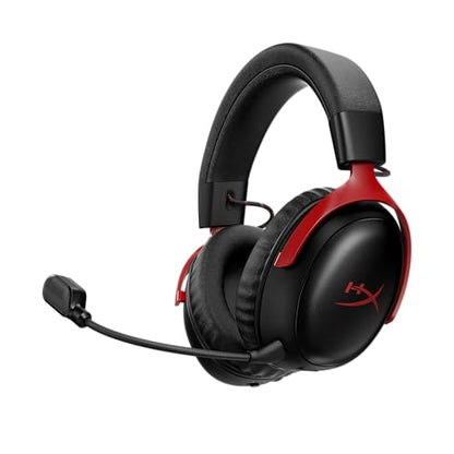 HyperX Cloud III S – Wireless Gaming Headset, 2.4GHz, Bluetooth, Battery Life up to 120 Hours 2.4GHz / 200 Hours Bluetooth, 53mm Angled Drivers, 10mm Detachable Mic, Customizable – Black/Red | 2.4GHz, Bluetooth, 53mm Angled Drivers, 10mm Detachable Mic -