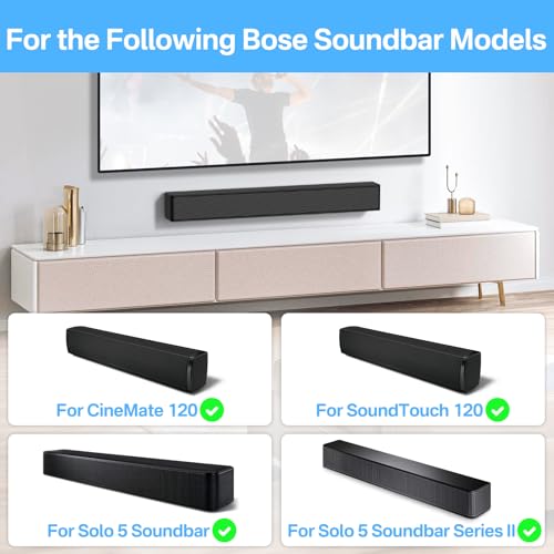 tiebutie WB-120 Wall Mount Kit for Bose Solo 5 Soundbar Wall Mount-Sound bar Mount Under TV for Bose CineMate 120 SoundTouch 120 Solo Soundbar Series II with Mounting Hardware Screw and Wall Anchors