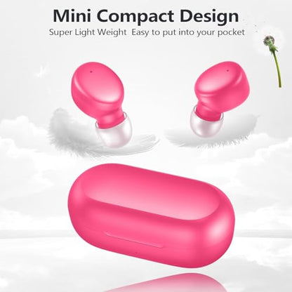 MOZOTER Mini Wireless Earbuds Bluetooth 5.3 in Ear Headphones Headsets | Light Weight,60Hrs Playtime Ear Buds with Charging Case,Smart Touch Control,Premium Sound with Deep Bass for Sport-Rose Pink - color: Barbie Pink