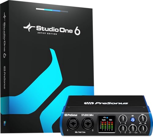 PreSonus Studio 24c 2x2, 192 kHz, USB Audio Interface with Studio One DAW Recording Software | USB Audio Interface with Studio One DAW Recording Software