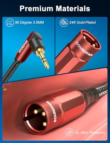 3.5mm to XLR Male Cable 3FT, Unbalanced Stereo to Mono - color: XLR Male to 3.5MM, size: 3 Feet