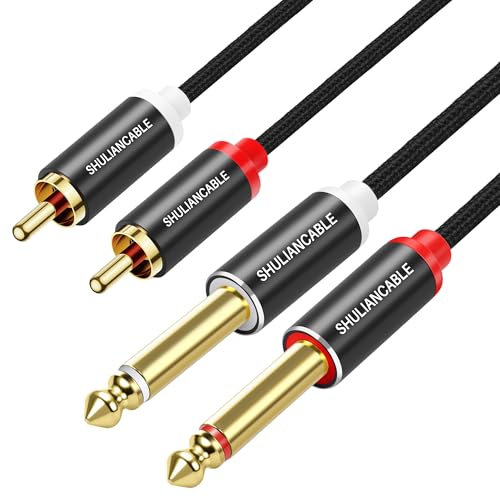SHULIANCABLE 1/4 to RCA Cable, 6.35mm to Dual RCA Stereo Audio (3.3Ft/1M | 2X6.35mm TS to Dual RCA Stereo Audio Interconnect Cord for AV Receivers, Speakers, Home Audio Systems, Amplifiers - size: 3.3Ft/1Meter