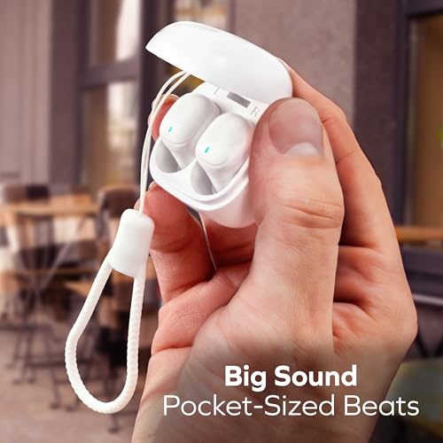 Mini Invisible Wireless Earbuds, Bluetooth 5.3, Mic & Charging Case, White | 12-HR Playtime, Touch Control, Sweat & Splash Resistant, Works with Siri, Alexa & Google, Compatible with iPhone & Android - color: B-White