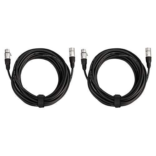 Amazon Basics 4-Pack XLR Male to Female Microphone Cable for Speaker or PA System, All Copper Conductors, 6MM PVC Jacket, 25 Foot, Black - size: 25 Feet (Pack of 2), style: 2-Pack
