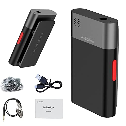 AudioWow - Bluetooth Lapel Mic, Wireless Clip-on Microphone, Bluetooth Lavalier Mic for Smart Phone, Recording, Vlogging, Mixing