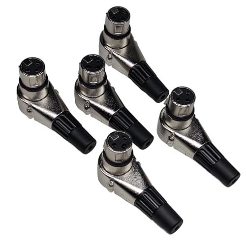 5-Pcs 3-PIN XLR Female Adjustable Right Angle Adapter, 7 Position XLR Plug, 3 Pin Mic Microphone Speaker Audio Cable Connector - size: 5-Pcs 3-PIN XLR Female