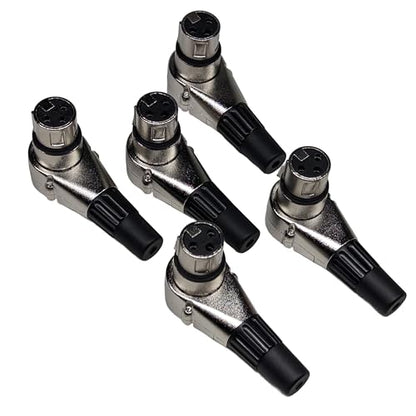 5-Pcs 3-PIN XLR Female Adjustable Right Angle Adapter, 7 Position XLR Plug, 3 Pin Mic Microphone Speaker Audio Cable Connector - size: 5-Pcs 3-PIN XLR Female