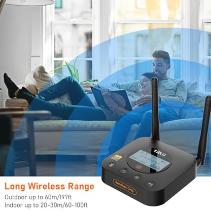 1Mii B06Pro+ Hi-Fi Bluetooth 5.3 Audio Receiver, LDAC Hi-Res Wireless Audio Adapter for Home Stereo w/aptX HD Low Latency, LCD Display, Long Range, Volume Control, 3.5mm AUX Optical Coaxial - color: B06Pro+ Black
