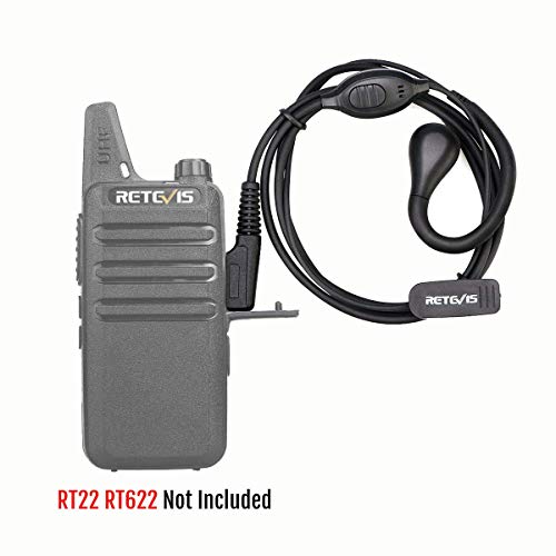 Retevis RT22 Walkie Talkie Earpiece, for RT68/RT21/H777/RT27/RT68H | 2 Pin, Compatible with Pxton, Baofeng BF-888S/BF-T26, Kenwood Two Way Radio, Walkie Talkie Earpiece with Mic(6 Pack)