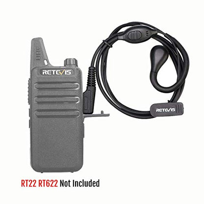 Retevis RT22 Walkie Talkie Earpiece, for RT68/RT21/H777/RT27/RT68H | 2 Pin, Compatible with Pxton, Baofeng BF-888S/BF-T26, Kenwood Two Way Radio, Walkie Talkie Earpiece with Mic(6 Pack)