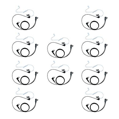 2 Pin Covert Acoustic Tube Earpiece Headset with Mic PTT for Motorola cls1110 cp200 cls1410 cp185 cp200d rdm2070d walkie Talkie 2 Way Radio(10 Packs) | 10-Pack, acoustic tube, ergonomic earplug, PTT mic; Compatible with Motorola CLS1110 CLS1410 CP185 RDM2
