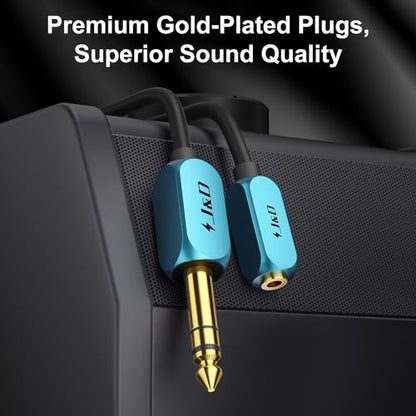 J&D 1/4 inch to 3.5 mm Headphone Adapter, 3.5 mm 1/8 inch TRS Female to 6.35 mm TRS Male Stereo Audio Extension Cable with Heavy Duty Aluminum Alloy Shell, 3 Feet - size: 3 Feet