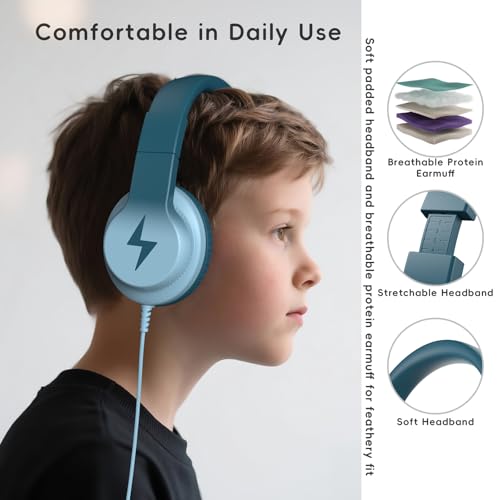 Candy Bila Wired Kids Headphones with Microphone, 85dB Safe Volume | Volume Limiter 85/94dB, HD Stereo Sound, Microphone and Wired Control,Foldable Design, Gradient Green - color: Gradient Green