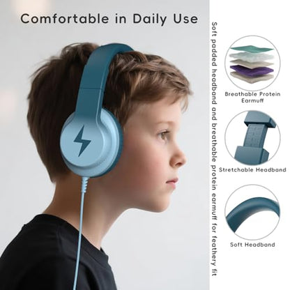 Candy Bila Wired Kids Headphones with Microphone, 85dB Safe Volume | Volume Limiter 85/94dB, HD Stereo Sound, Microphone and Wired Control,Foldable Design, Gradient Green - color: Gradient Green