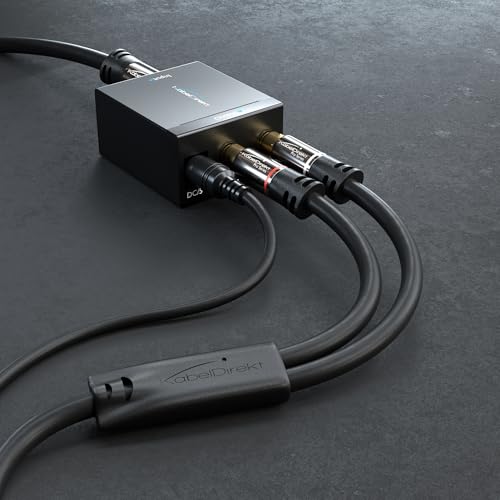 KabelDirekt – RCA/Phono Y Cable – 1×2 – 6ft | Coax, male/male plugs, analog/digital, adapter for subs/amps/Hi-Fis/home theater/receivers, black - size: 6 feet, style: 1-Pack