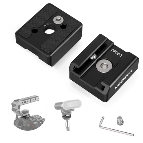 NEEWER Cold Shoe Mount Adapter Set (2 Pack), 1/4" Screw, Spring Loaded Anti Off Pins for ARRI, Compatible with DJI Mic Transmitter, Flash, Monitor Mount, LED Panel Light, Magic Arm, Tripod, UA080 - style: UA080(2-Pack)