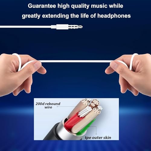 2 Packs Wired Earbuds with Microphone & Volume Control, 3.5mm in-Ear Headphones Stereo Sound, Noise-Isolating Earphones for Music, Phone Calls, Compatible with Laptop, Tablet, PC - Black & White