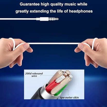 2 Packs Wired Earbuds with Microphone & Volume Control, 3.5mm in-Ear Headphones Stereo Sound, Noise-Isolating Earphones for Music, Phone Calls, Compatible with Laptop, Tablet, PC - Black & White