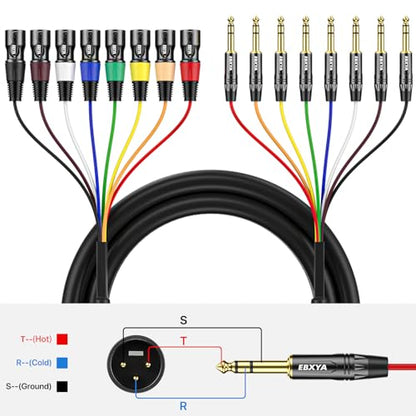 EBXYA 8 Channel 1/4 Inch TRS to XLR Snake Cables,Recording Snake Cable | 6.35mm Male Jack Stereo Audio Balanced Line to XLR Cables,10 Feet 1 Pack - size: 8-Channel 10 Feet, style: TRS to XLR Male